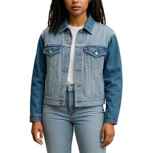 NEW Levi’s Inside Out 90’s Trucker Jean Jacket Two Toned Denim Oversized M/Large